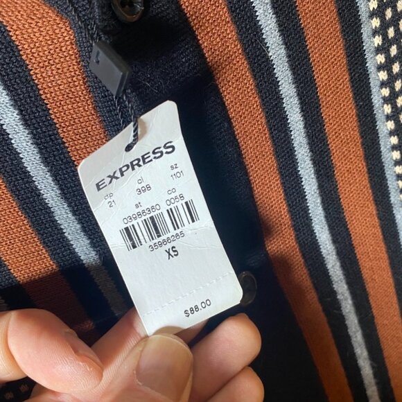 EXPRESS Men's Retro Long Sleeve Geo Print Framed Border Button Up Cardigan XS - Picture 5 of 5